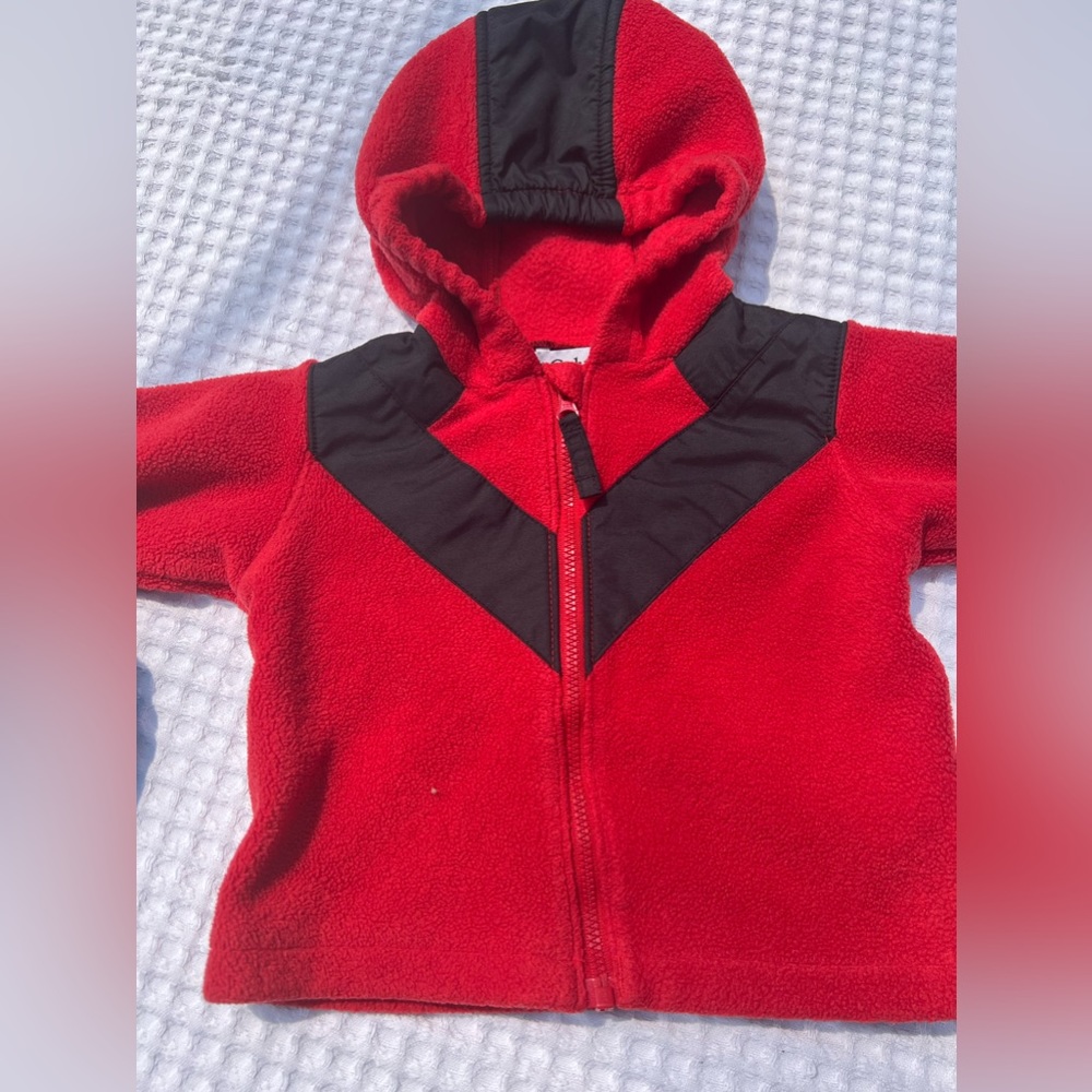 Toddler Red Columbia Fleece Jacket with attached hand-warmers